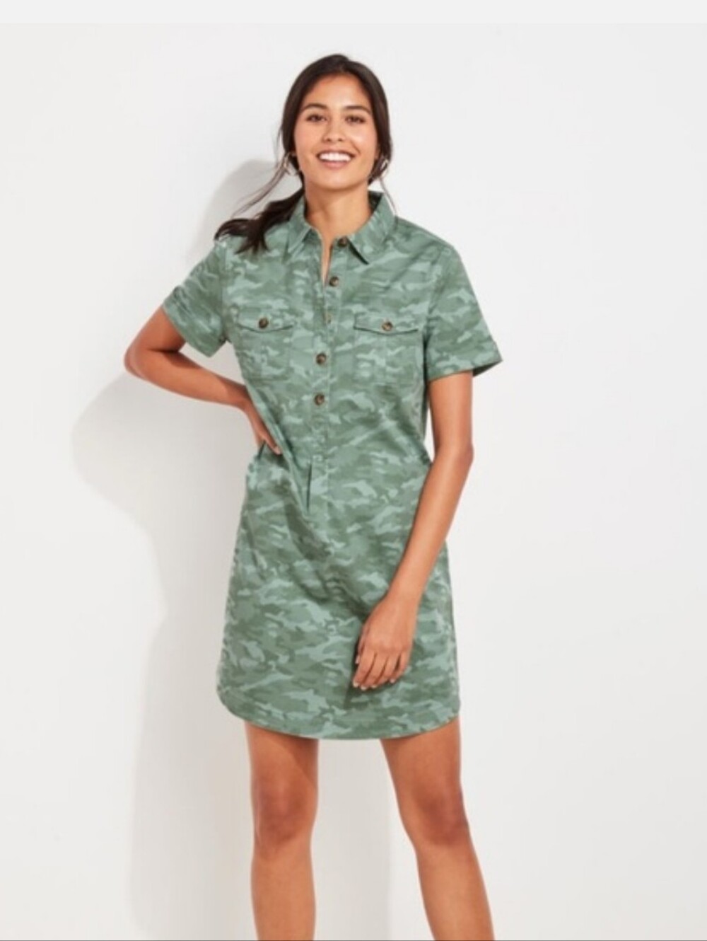 Vineyard Vines Camo Olive Sage Green Margo Shirt Dress